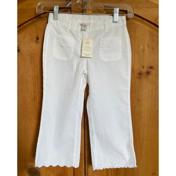 NWT Janie and Jack Girls White Cotton Pants 6T Butterfly Embroidery - Picture 1 of 6